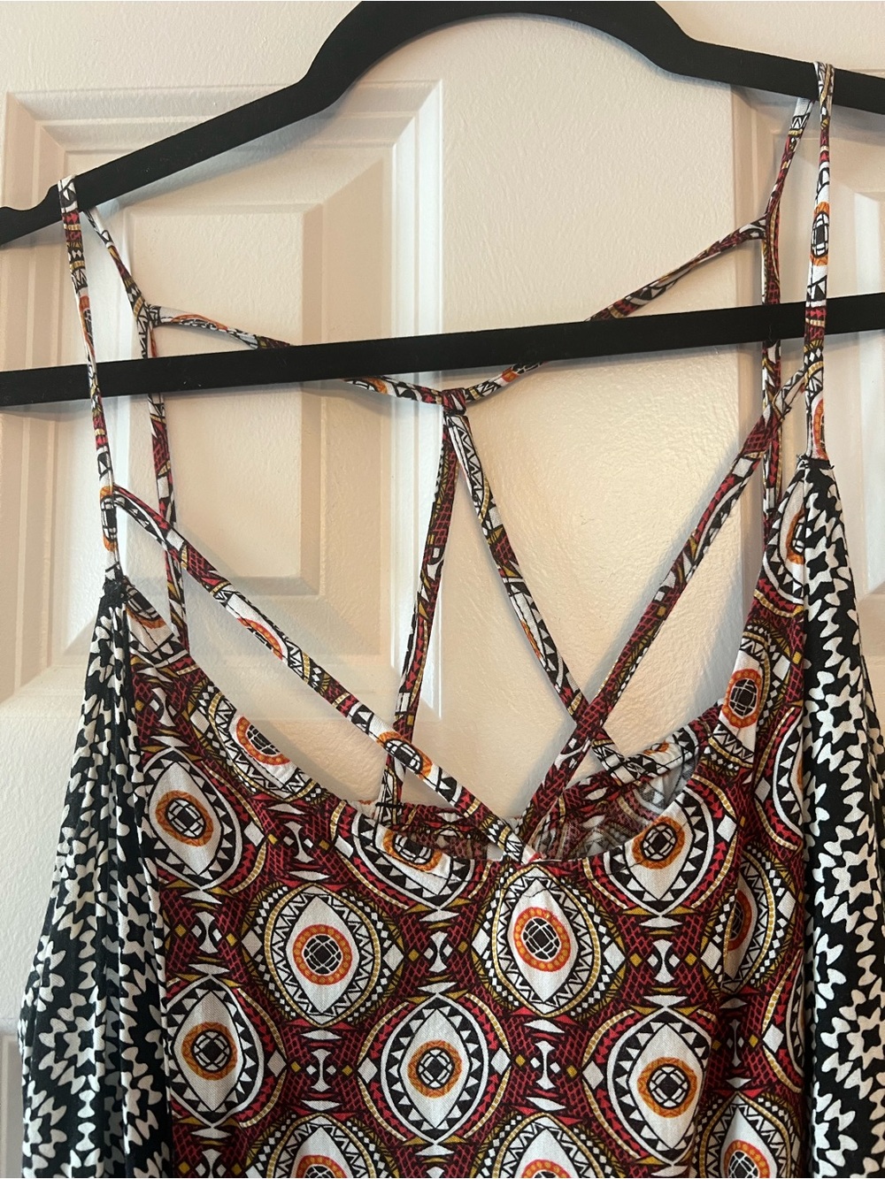Xhilaration Mixed-Print Strappy Mini Dress in Rust and Black - Picture 2 of 4